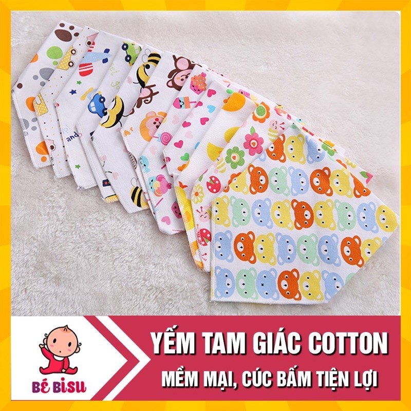 Khăn yếm tam giác Cotton có cúc bấm cho bé yêu hàng cao cấp