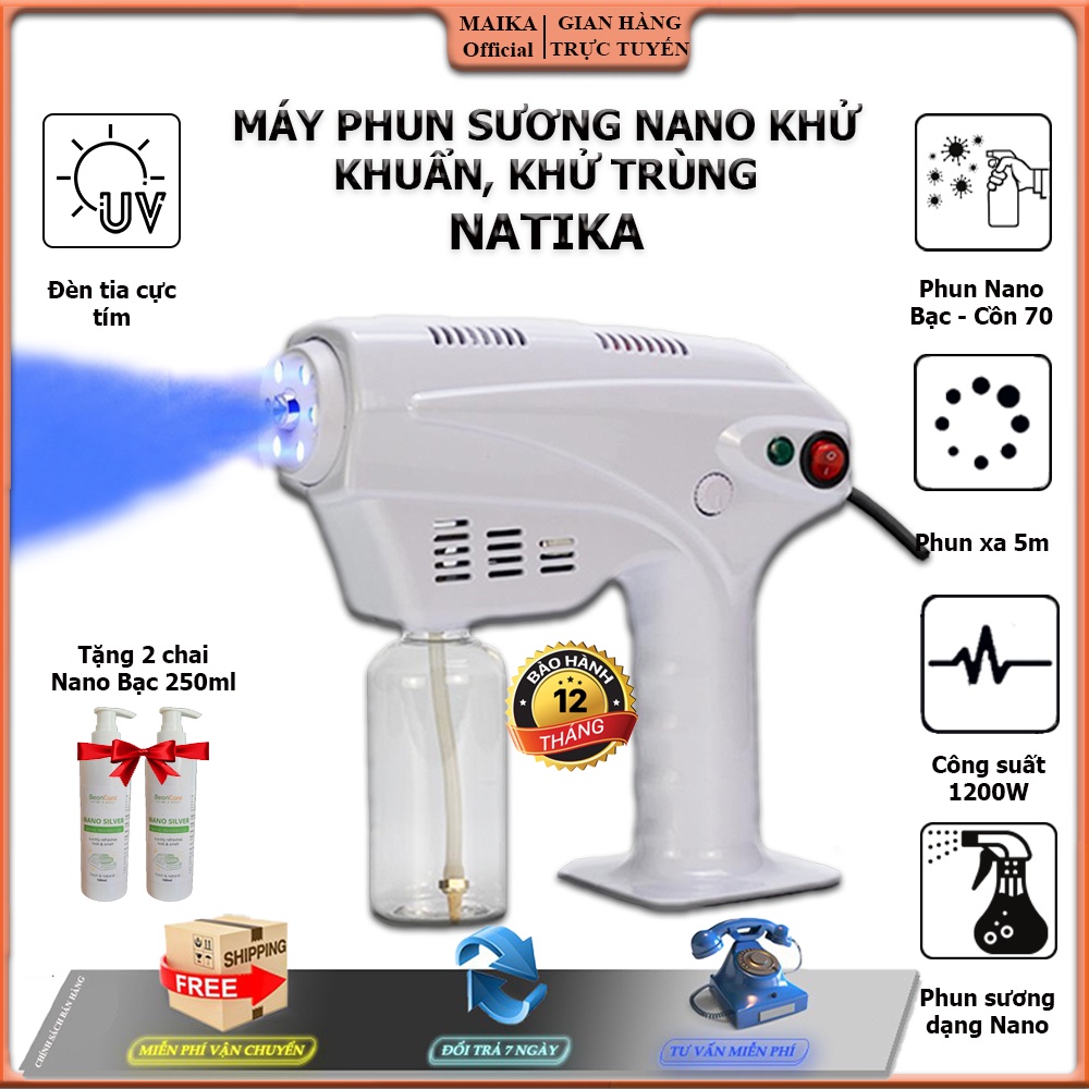 Máy phun khử trùng NATIKA, Phun Khử Khuẩn,Máy Phun Sương Nano đuổi muỗi, Vệ sinh Nhà Cửa.TẶNG chai Nano Bạc 500ml