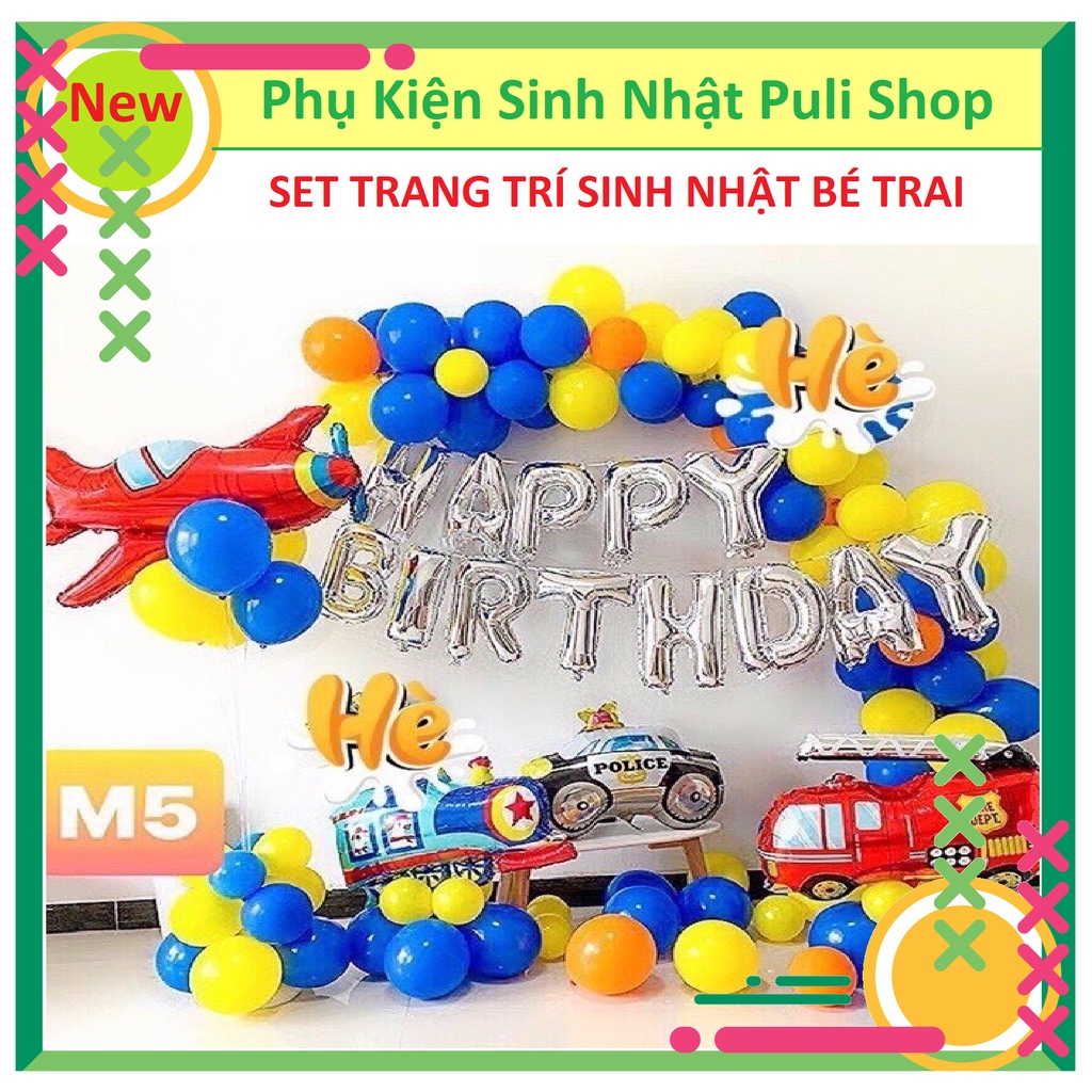 SET TRANG TRÍ SINH NHẬT HÌNH XE Ô TÔ CHO BÉ TRAI