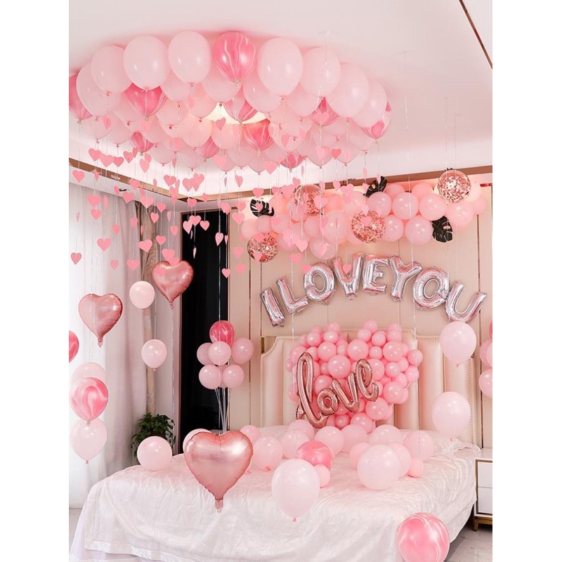 Set bong bóng bay trang trí phòng cưới đám cưới QN TÔNG HỒNG