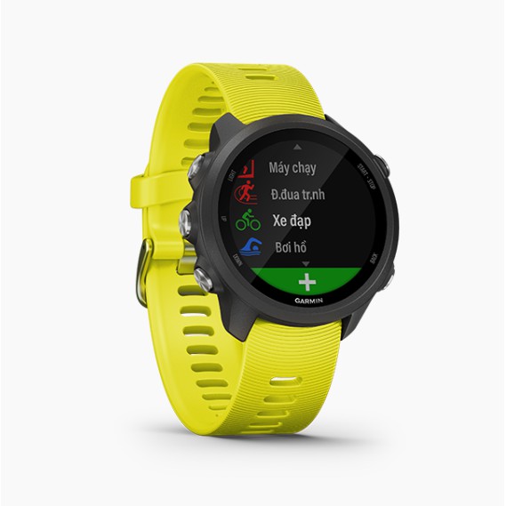 Vòng đeo tay theo dõi sức khỏe Garmin Forerunner 245 GPS, Đen/Vàng rực rỡ, SEA_010-02120-4A - Hàng Chính Hãng