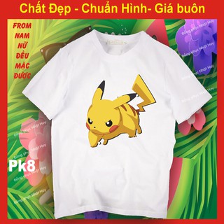 Áo thun pikachu 8, chất đẹp bao đổi trả áo phông giá buôn