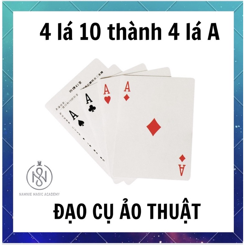 Ảo Thuật Biến 4 lá bài 10 thành 4 Lá Át, Đạo Cụ Diễn Đường Phố, Đồ Chơi Sáng Tạo, Kỹ Năng, Thông Minh Cho Bé