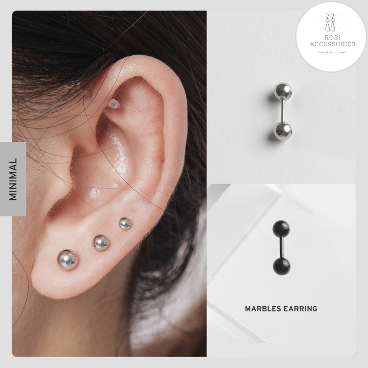 Khuyên Tai Nam Nữ Minimal Earrings-Mables, Khuyên Tai Bi Tròn Đẹp