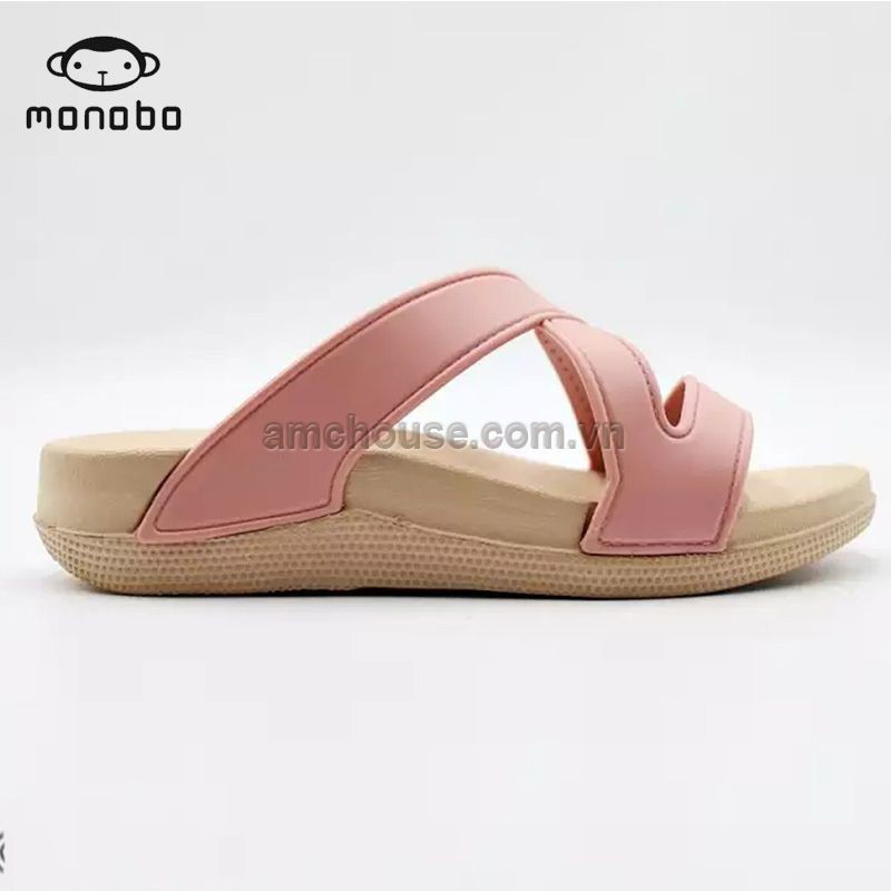 Dép Thái nữ MONOB đế cao đi mưa size lớn - MONIGA 7.8 - BE QUAI HỒNG