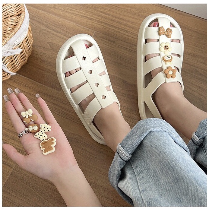 Sandal Nữ, Kiểu Dép Xăng-Đan Quai Liền Ivy Chất Liệu Eva Đế Bánh Mỳ Kèm Sticker Phù Hợp Đi Chơi Đi Làm