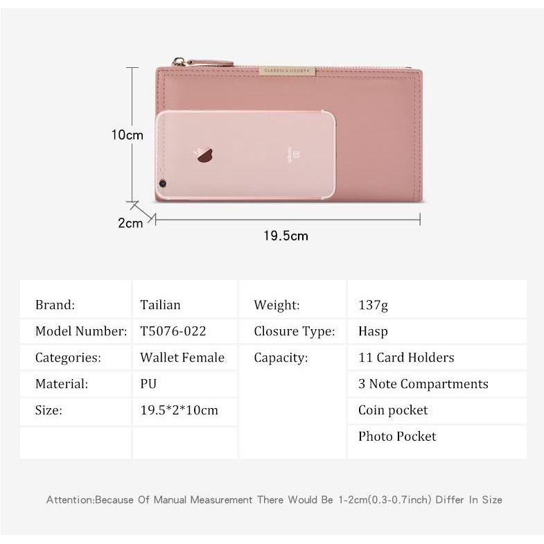 Ví PIERRE LOUES da PU dài đa năng kiểu dáng đơn giản thời trang dành cho nữ