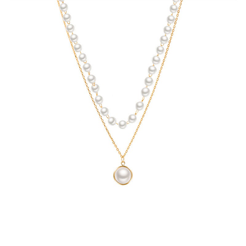 Vòng cổ Hai Lớp Đính Ngọc Trai Thời Trang Dành Cho Nữ