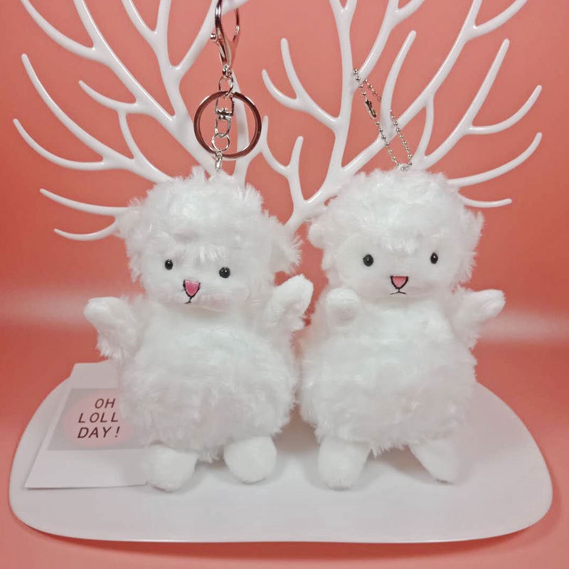 Móc Khóa Cặp Đi Học Hình Cừu Nhồi Bông Đáng Yêu