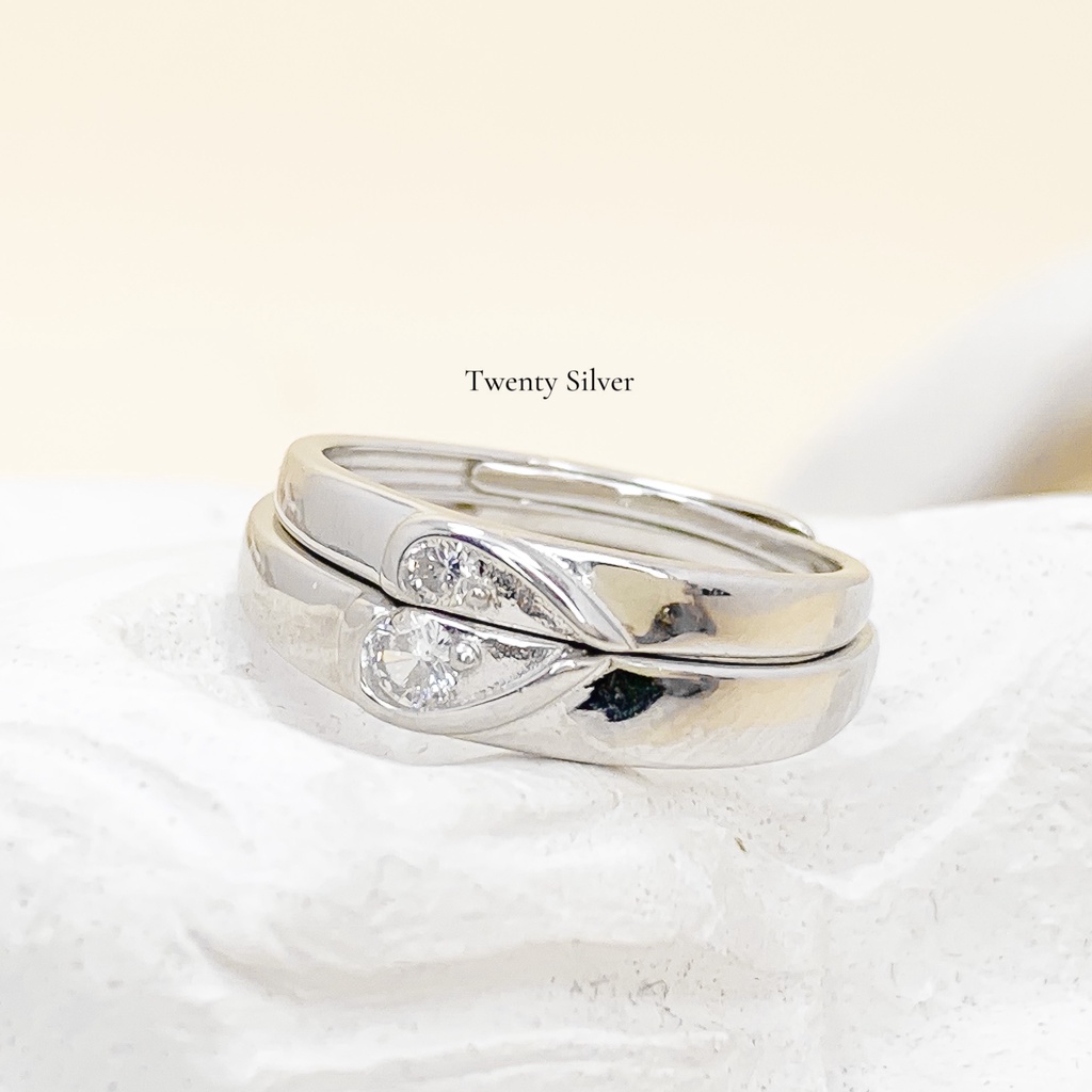 Nhẫn Đôi Bạc S925 Diamond Heart NDARJ9287 - 20SILVER. Nhẫn Đôi Bạc Cặp Đôi Tình Yêu