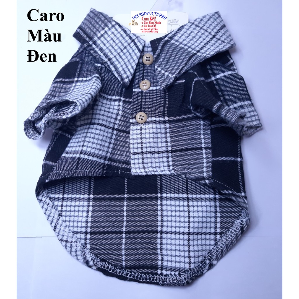 ÁO SƠ MI CHO THÚ CƯNG CHÓ MÈO In caro Thêu số 96 Chất liệu cotton mềm mại cao cấp - Pet shop Uytinpro