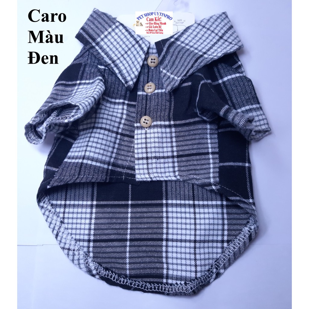 ÁO SƠ MI CHO THÚ CƯNG CHÓ MÈO In caro Thêu số 96 Chất liệu cotton mềm mại cao cấp