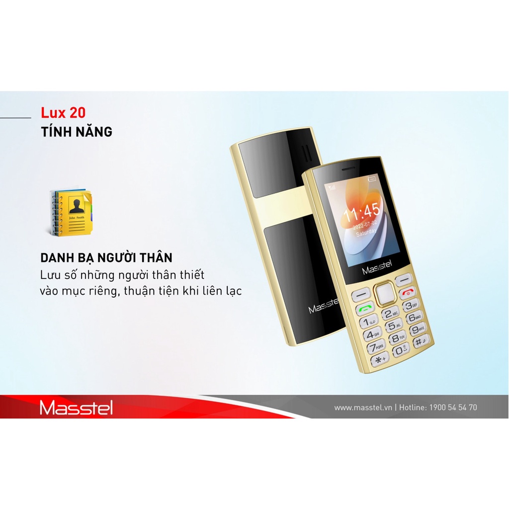 Điện thoại Masstel LUX 20 4G- Hàng Chính Hãng - Bảo Hành Toàn Quốc