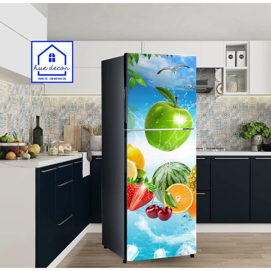 Decal dán tủ lạnh hoa quả tươi mát hàng xịn chống nước, giá tốt giao hàng tận nơi