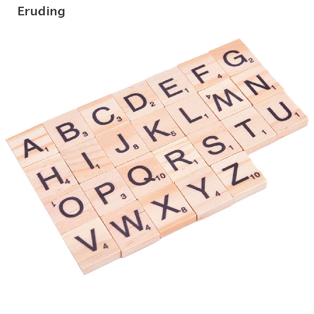 [Eruding] 100 Miếng Gỗ Xếp Hình Chữ Cái Và Số Màu Đen