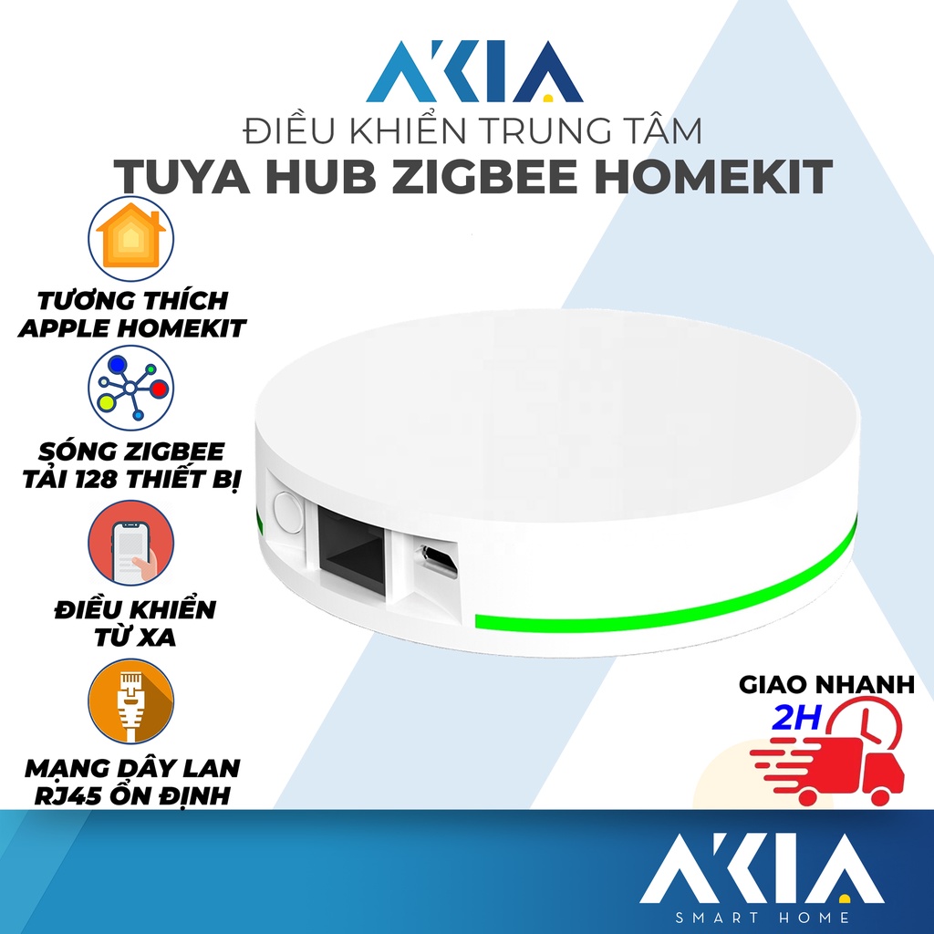 Điều khiển trung tâm Tuya zigbee hub AKIA tương thích Apple HomeKit - Zigbe 3.0, cổng mạng Lan RJ45, BH 12 tháng