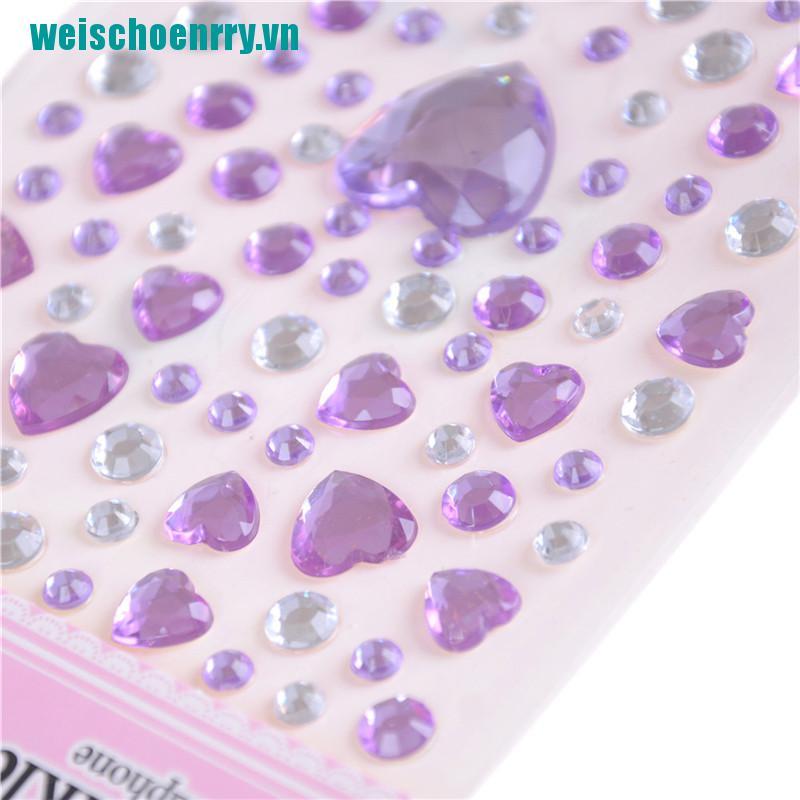 Weis♪1 Tấm Sticker Dán Trang Trí Điện Thoại Hình Trái Tim Đính Đá Diy