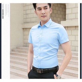 Áo Sơ mi Nam ngắn tay màu xanh lam