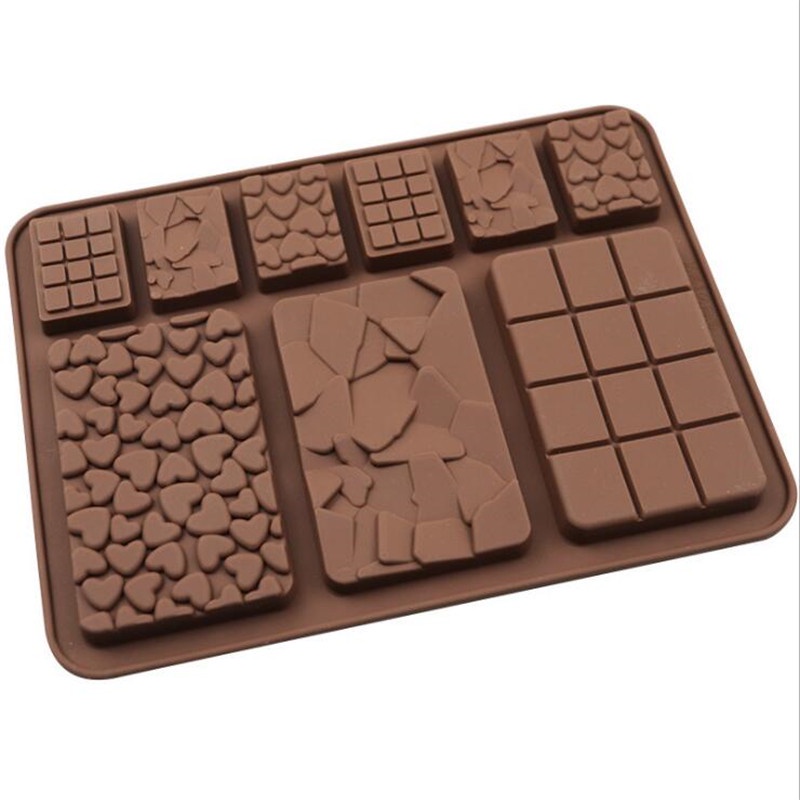 Khuôn Silicone Tạo Hình Làm Bánh Waffle/Kẹo 3D Hình Trái Tim 9 Ngăn DIY