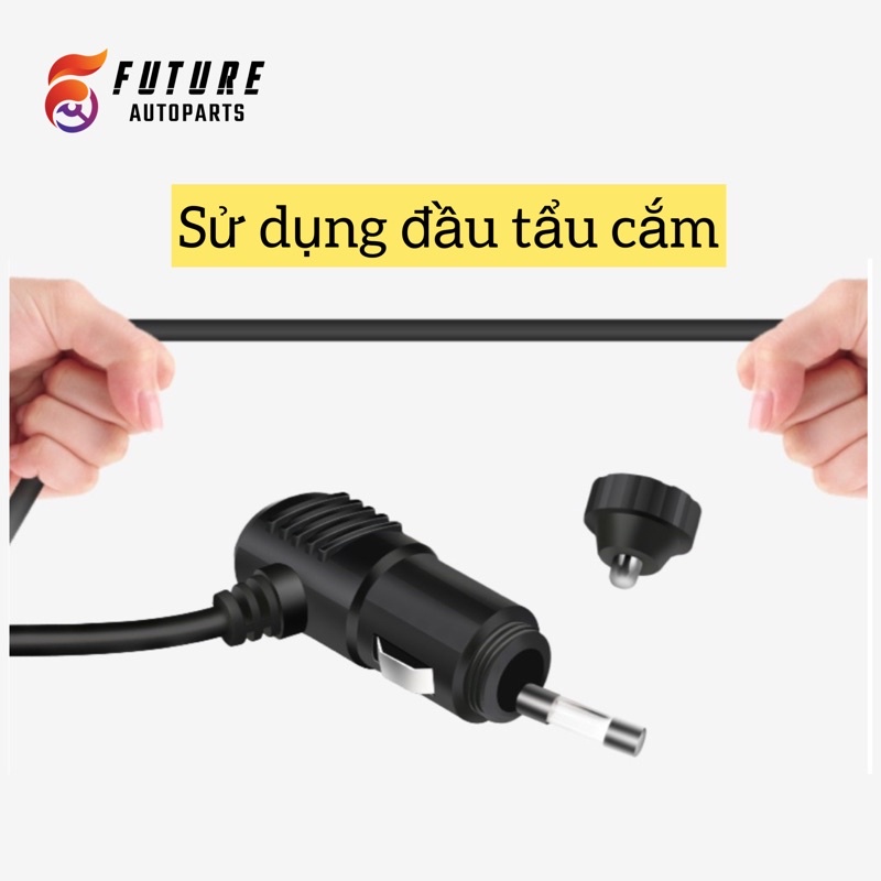 Quạt đôi đa năng quay 360 độ hỗ trợ cổng sạc USB tiện dụng dành cho xe hơi - Future Autoparts