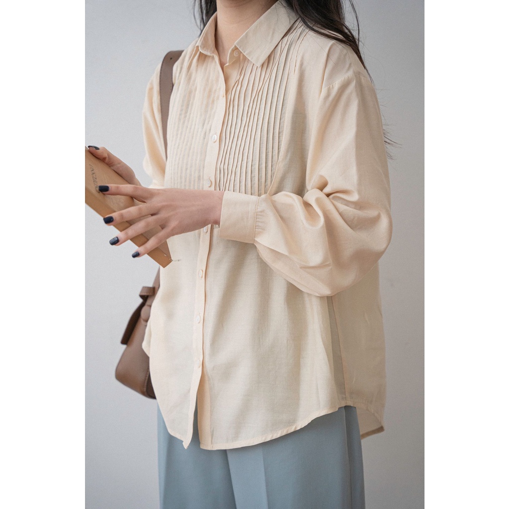 Áo sơ mi nữ dài tay MADELEN trần li nhiều màu | BigBuy360 - bigbuy360.vn