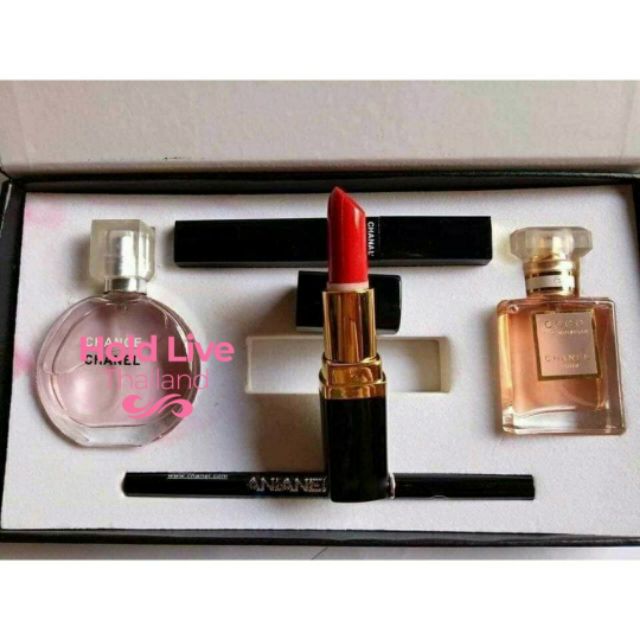 Set quà tặng sinh nhật gồm 5 món nước hoa và son kiểu dáng sang trọng | Thế Giới Skin Care