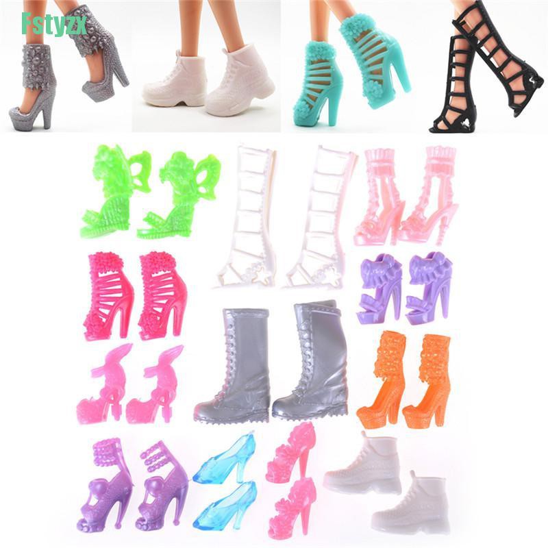 fstyzx 12 Pairs/Set Dolls Fashion Shoes High Heel Shoes Boots for 11'' Doll Gift
