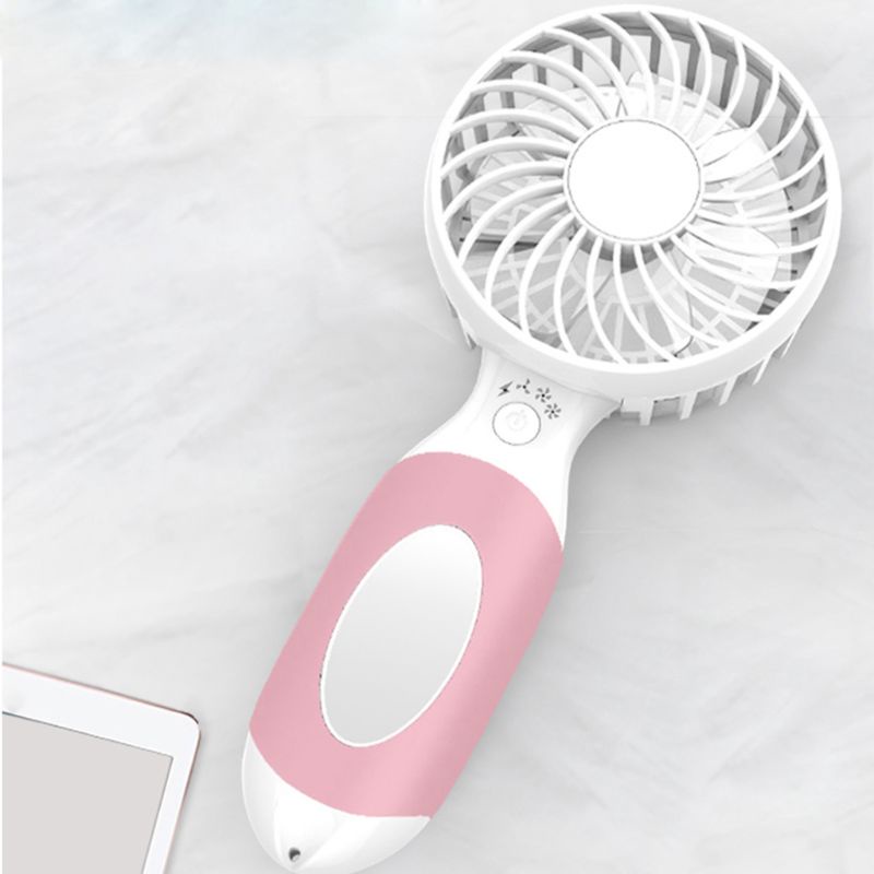 Quạt USB Mini Cầm Tay 3 Tốc Độ Điều Chỉnh Được Kèm Gương Trang Điểm