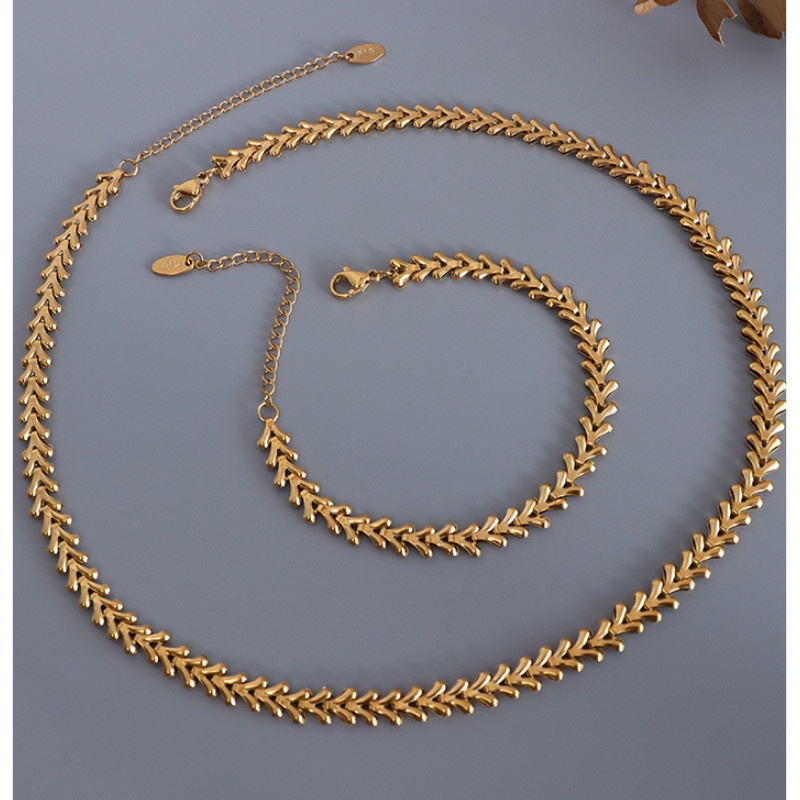 Dây Chuyền Hoặc Lắc Tay Hình Lá Titan Ko Han Rỉ TT 3950