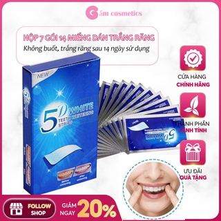 [Hộp 7 gói 14 miếng] Miếng dán trắng răng 3D White Theeth Strips trắng răng ố vàng siêu tốc sau 14 ngày tiện lợi dễ dùng