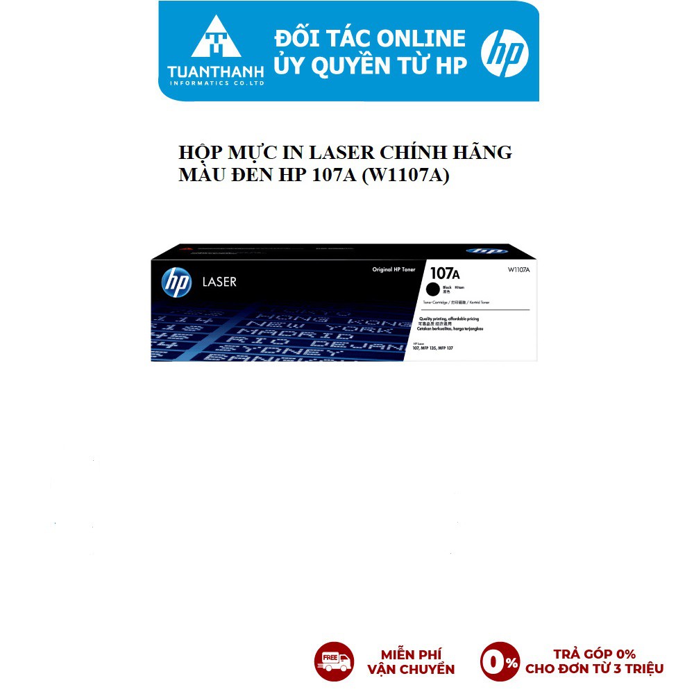 Hộp mực in laser chính hãng màu đen HP 107A (W1107A) - Cho máy HP Laser 107a/ 107w/ 135a/ 135w