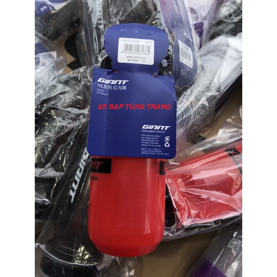 Bình nước xe đạp GIANT 600ml chính hãng nguyên tem mác bao bì