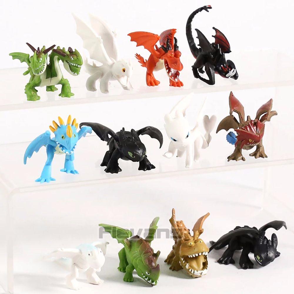 Set 12 Mô Hình Búp Bê Hoạt Hình Bí Kíp Luyện Rồng Trang Trí Bàn Làm Việc