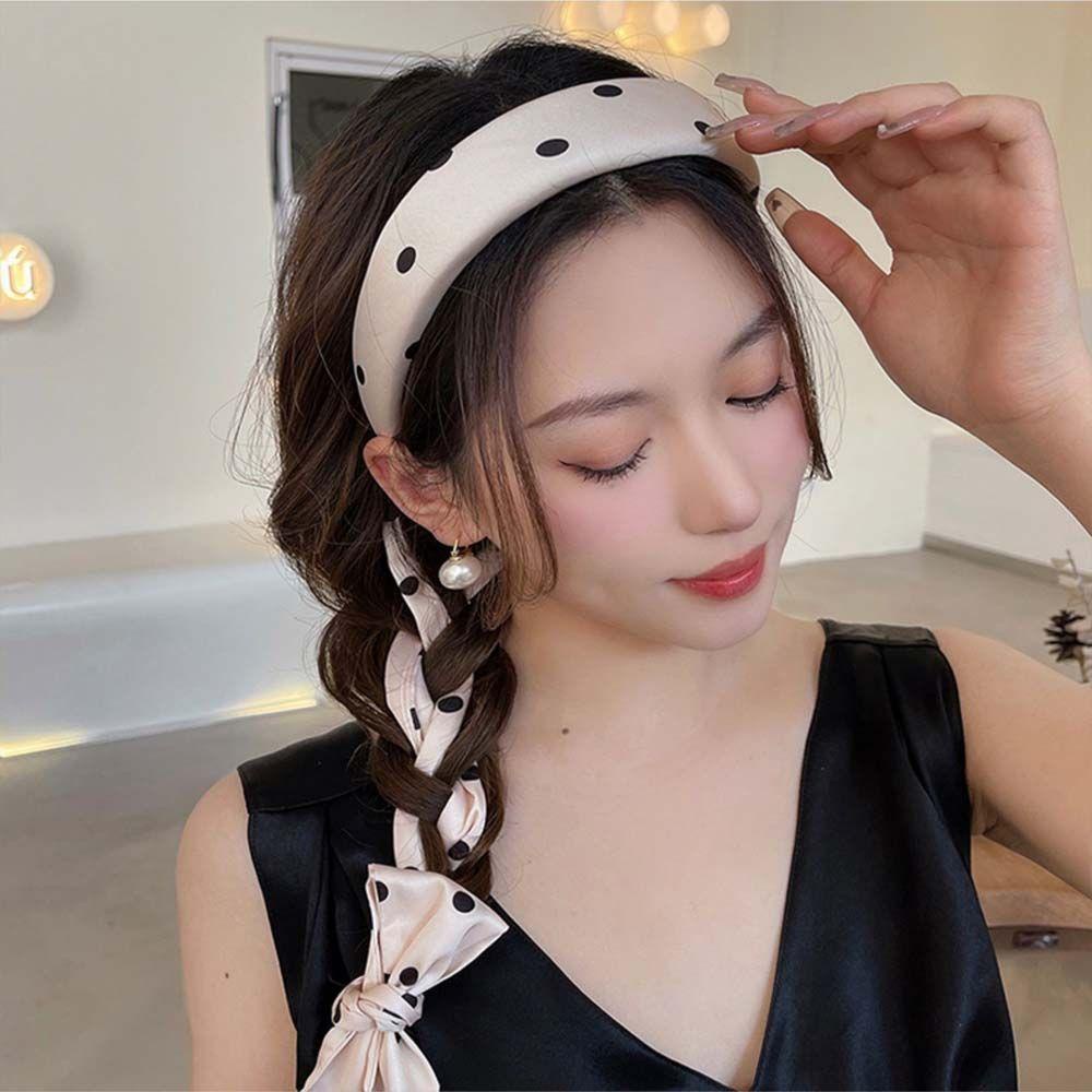 Băng Đô Cài Tóc Vải Lụa Họa Tiết Chấm Bi Dễ Thương Thời Trang Mùa Hè Cho Bạn Gái WMES15H