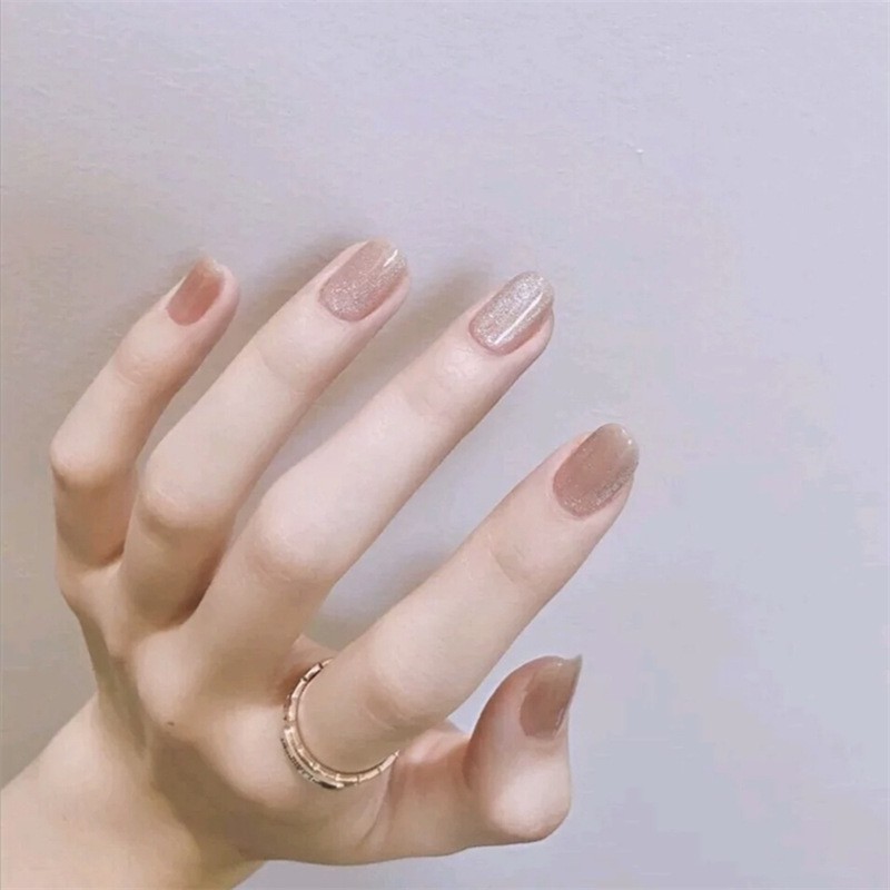 Bộ 24 móng tay giả Nail Nina mắt mèo hồng mã mini 73 【Tặng kèm dụng cụ lắp】