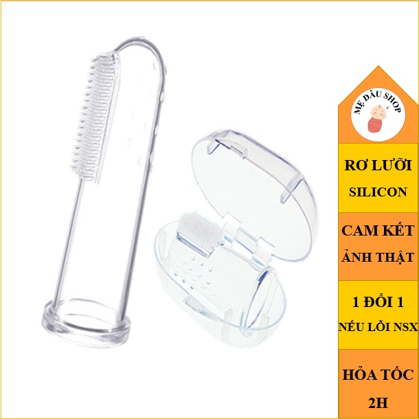 Rơ lưỡi silicon cho bé - Bàn chải đánh răng silicon xỏ ngón - Có hộp đựng giữ vệ sinh an toàn cho bé