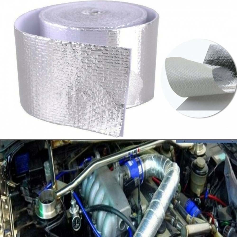 Cuộn băng bằng sợi thủy tinh cách nhiệt chống cháy màu bạc dài 5m chuyên dụng cho xe hơi / xe máy