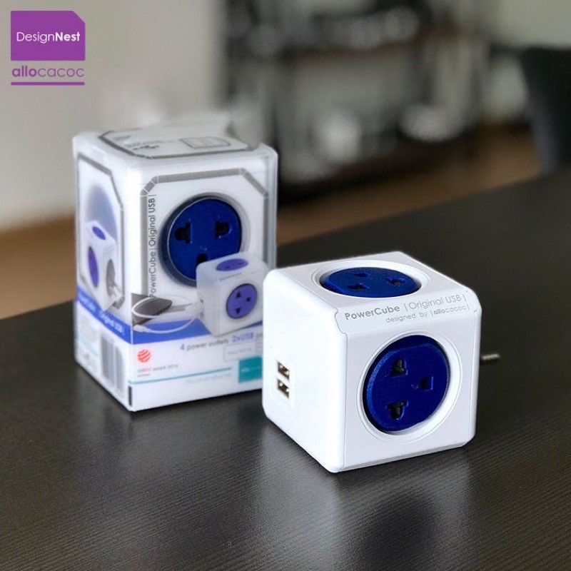 [Chính Hãng] Ổ cắm điện thông minh đa năng Allocacoc PowerCube Extended USB, Cáp 1,5m, chống cháy..