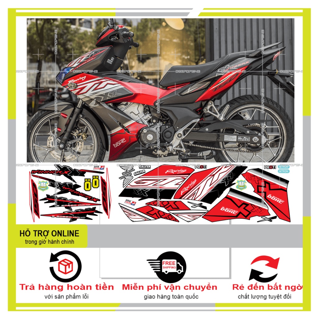 TEM RỜI WINNER X CHẾ DÁN XE ĐEN NHÁM -- SHIN DECAL 2