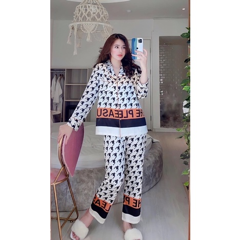 BỘ PIJAMA LỤA HOẠ TIẾT PHỐI CAO CẤP
