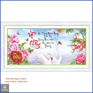 Tranh thêu chữ thập 3D +kết hạt phụ kiện Vợ chồng nặng nghĩa tình sâu  (88879) chưa thiêu.