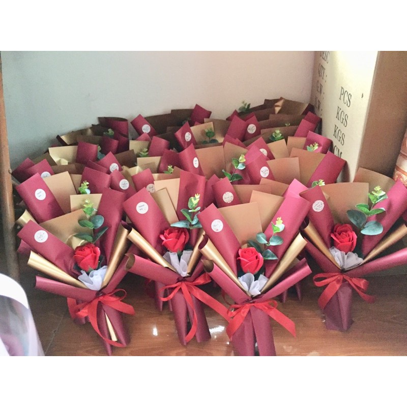 BÓ HOA SÁP 1-3 BÔNG TẶNG TÚI VÀ THIỆP