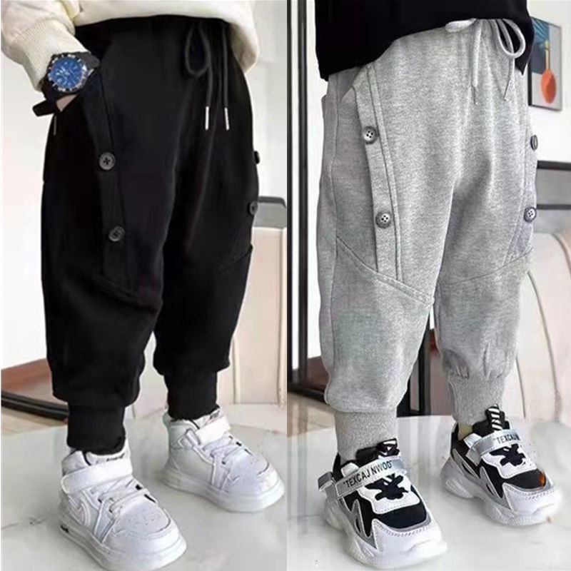 Quần Dài Thể Thao Vải Cotton Thời Trang Xuân Thu Mới Cho Bé Trai Và Gái