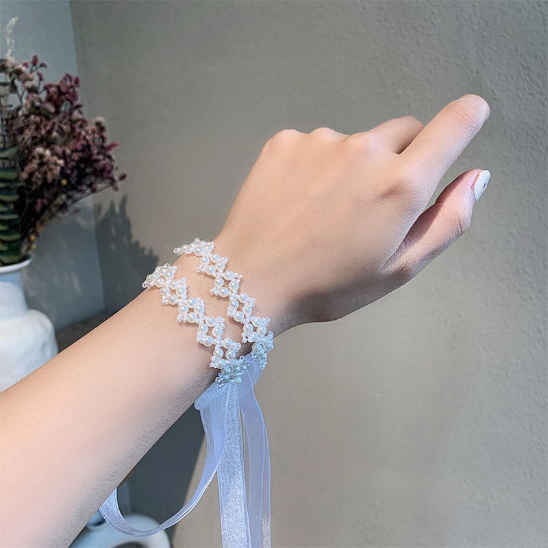 MANYUE Băng đô đính hoa và ngọc trai nhân tạo tinh xảo thời trang Hàn Quốc cho nữ