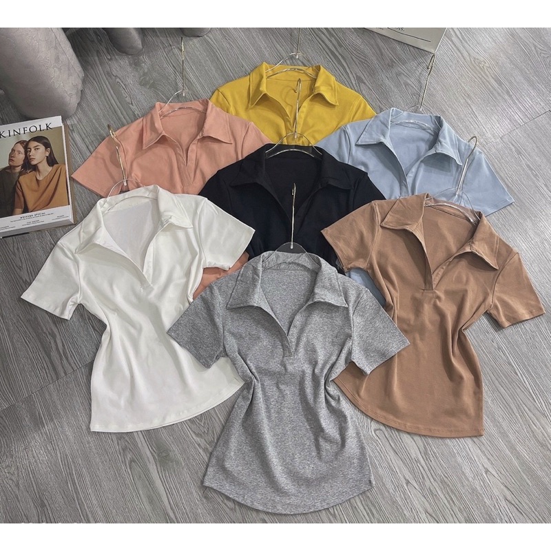 Áo thun cổ bẻ ❤SIÊU SALE❤️ áo cổ trụ chat vải borip