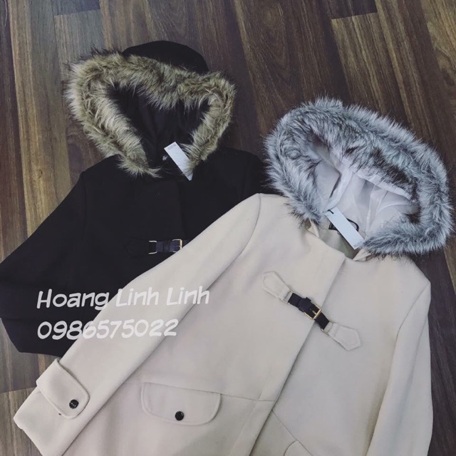 Áo dạ cổ lông tháo rời