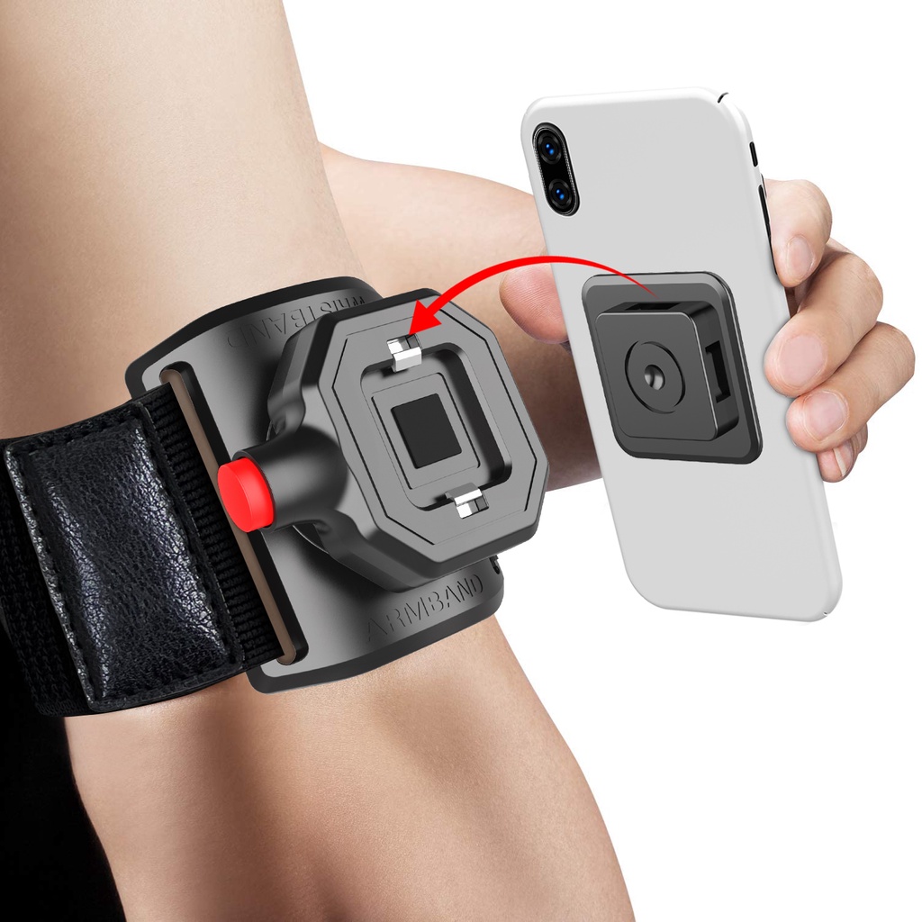 Vòng Đeo Tay Thể Thao Giữ Điện Thoại, Xoay 360 Độ° Dây Đeo Cổ Tay Gắn Điện Thoại Có Khóa Xoay Tháo Rời Được Phù Hợp Cho Chạy Bộ / Đạp Xe / Chạy Bộ