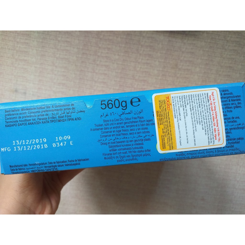 Ngũ cốc giảm cân hoa quả sấy khô Alpen không đường dâu tây, nam việt quất, mâm xôi 560g nhập khẩu Anh - ÂU CHÂU SHOP
