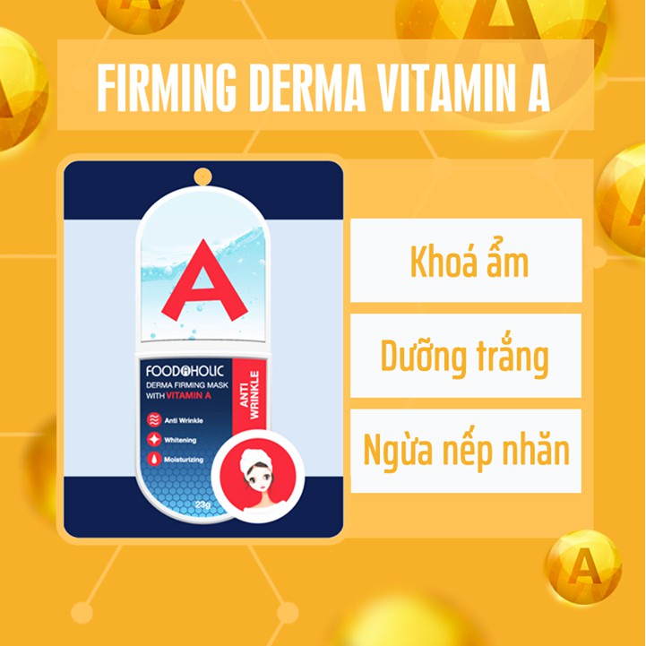 [Mã FMCG8 - 8% đơn 250K] Combo 10 Mặt nạ dưỡng ẩm ngăn ngừa nếp nhăn Foodaholic Derma Firming With Vitamin A 23g/ mask