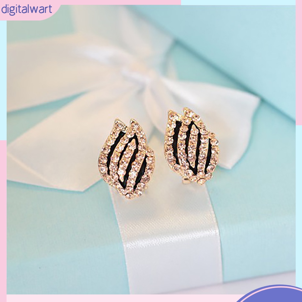 Đôi khuyên tai hình hoa tulip đính đá kiểu dáng thời trang cho nữ